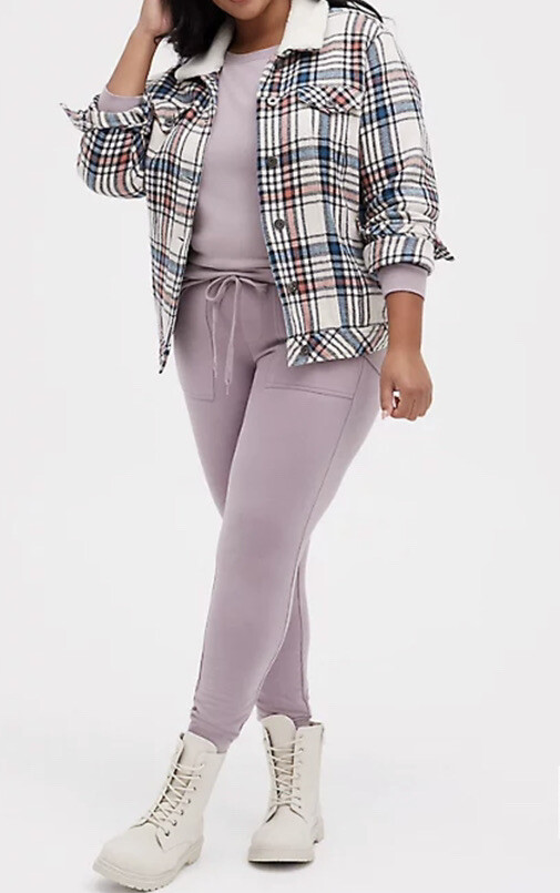 Torrid Women’s Plus Size 3 3X 22-24 Sherpa Trim Plaid Trucker Jacket Coat New image 3