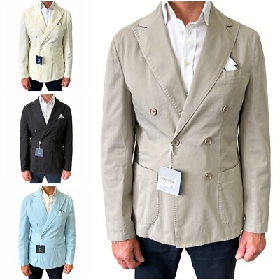 Elegante Herren Jacke Doppelreiher Sommer Doppelreiher Made in Italy Schneiderei