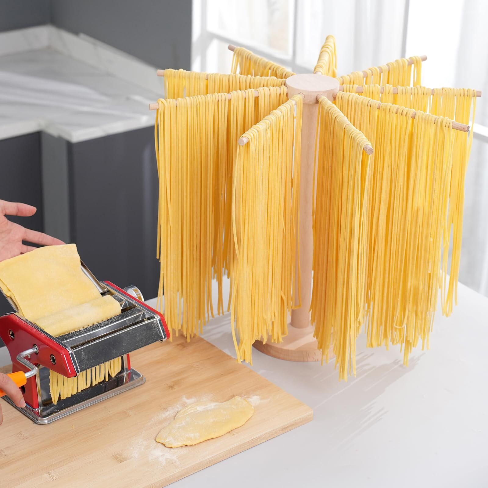 Pasta Drying Rack Large Wood Pasta Rack Collapsible For Fresh Pasta ...