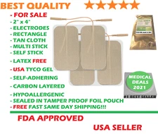 12ps Multi Stick 2" x 4" Tan Cloth ELECTRODE for ROSCOE Medical TENS & EMS UNITS