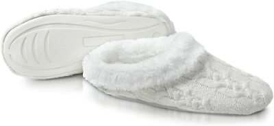 Sharper Image White Memory Foam Slip on Slippers, Ultra Soft Comfort, Non-slip