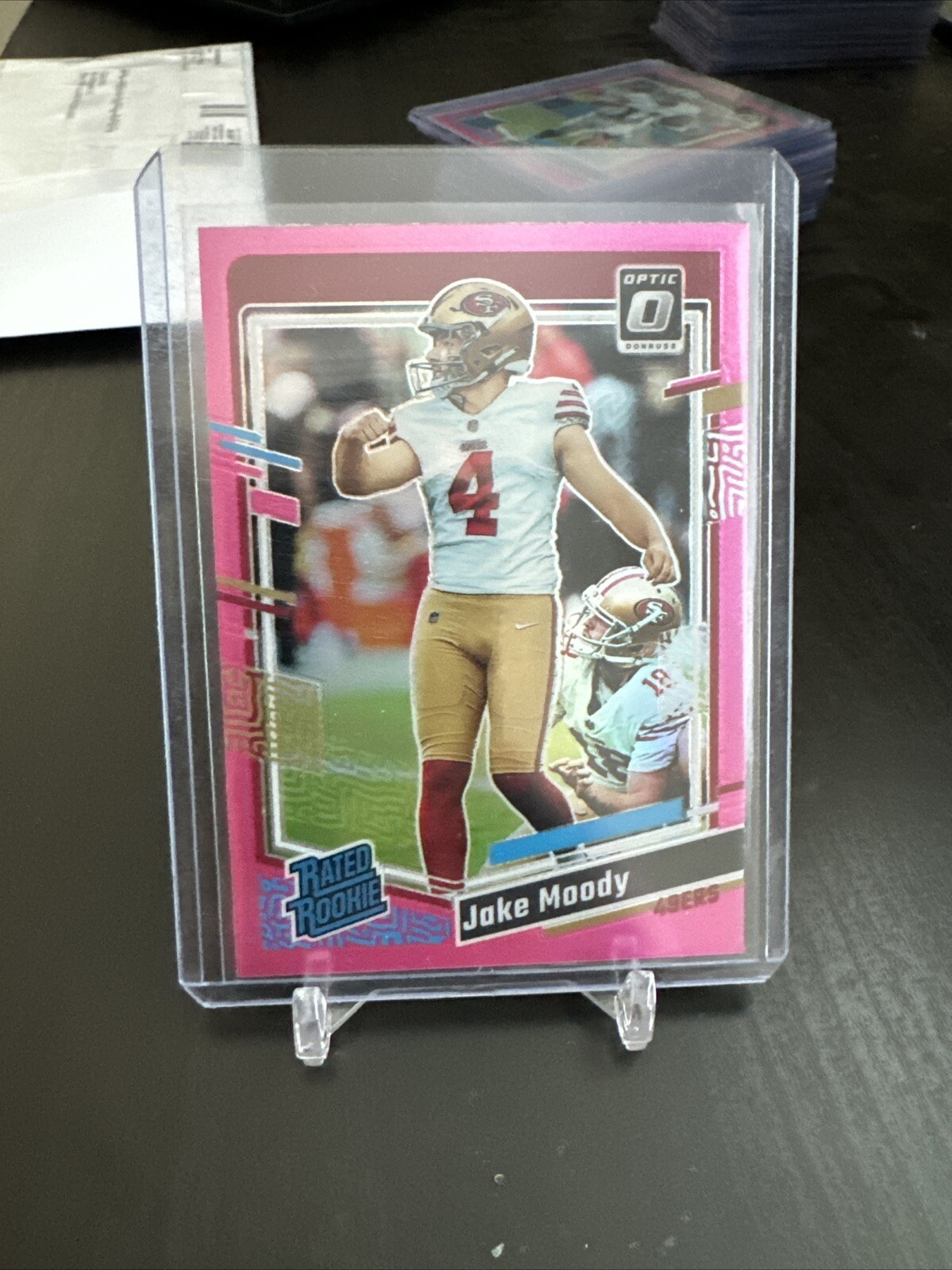 2023 Panini Donruss Optic #289 Jake Moody 49ers Rated Rookie pink prizm SP