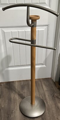 Mens Valet Mid Century Atomic Style Chrome Wood Modernist