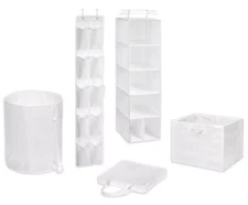 Simply Essential ~ Five (5) Piece ~ Fabric ~ Closet Organizer Set ~ WHITE