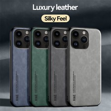 For iPhone 14 Plus 13 Pro Soft Magnetic Slim Matte Leather Phone Case Cover