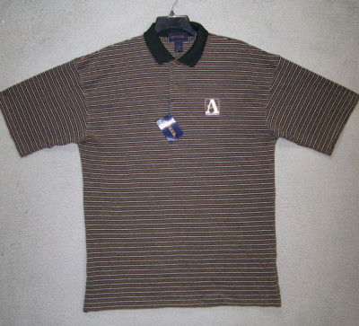 ANTIGUA Polo Shirt Adult Large Gold Black Striped Golf ATRIUM Course Outdoor Men