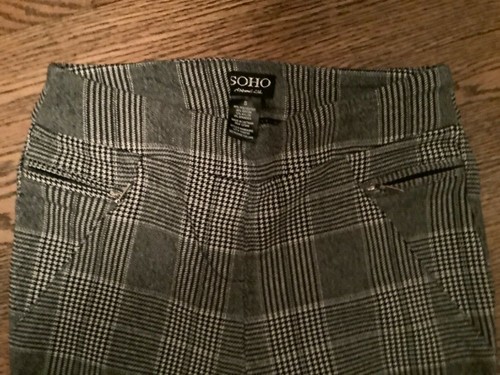 Black Plaid Pants Skinny Ankle Stretch 