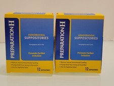 Preparation H Hemorrhoid Suppositories 12 Count EA 2pk bundle 