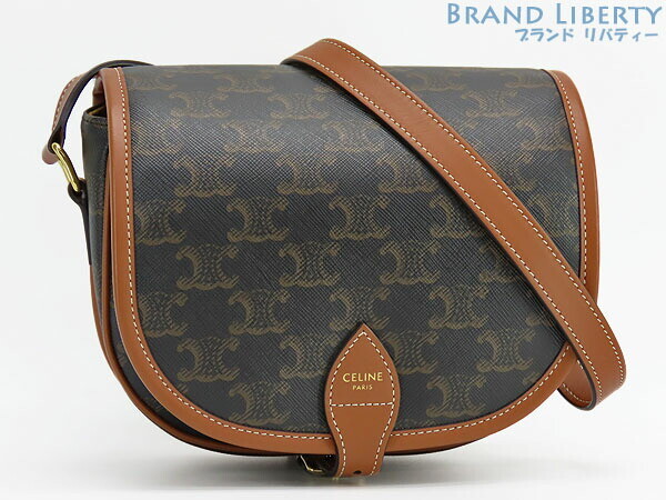 CELINE Folco Medium モノグラム ショルダーバッグ ブラウン CELINE Folco Medium Triomphe Canvas Shoulder Bag Brown