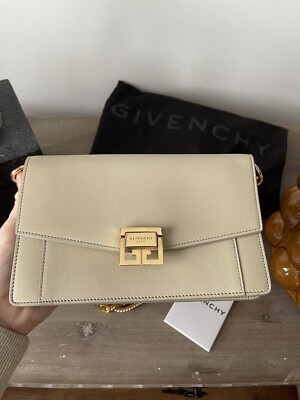 Givenchy kleine Umhängetasche beige creme gold Metall Kettenriemen selten