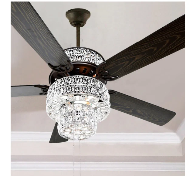 Ventilador de techo Silver Orchid March 52" plateado de metal perforado y cristal transparente Foto 4 de 4