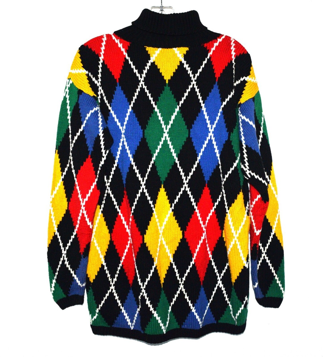 Vintage 80s Adrienne Vittadini Sport Hand Intarsia Knit Argyle 
