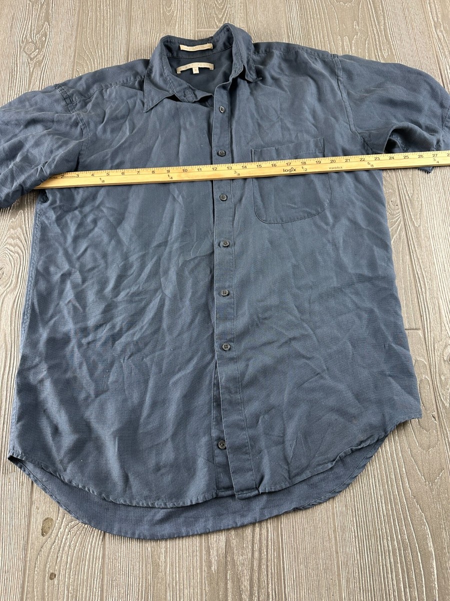 PERRY ELLIS ネイビー シルクシャツ M 90's PERRY ELLIS シルクシャツ - used&vintage box Hi-smile