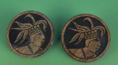 2 Vintage Plastic Coasters - The Children of the Mountains - San Antonio, Texas