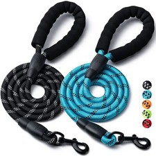 2 Pack 1/2 Inch x 5Ft Heavy Duty Nylon Rope Pet Leashes with Padded Handle