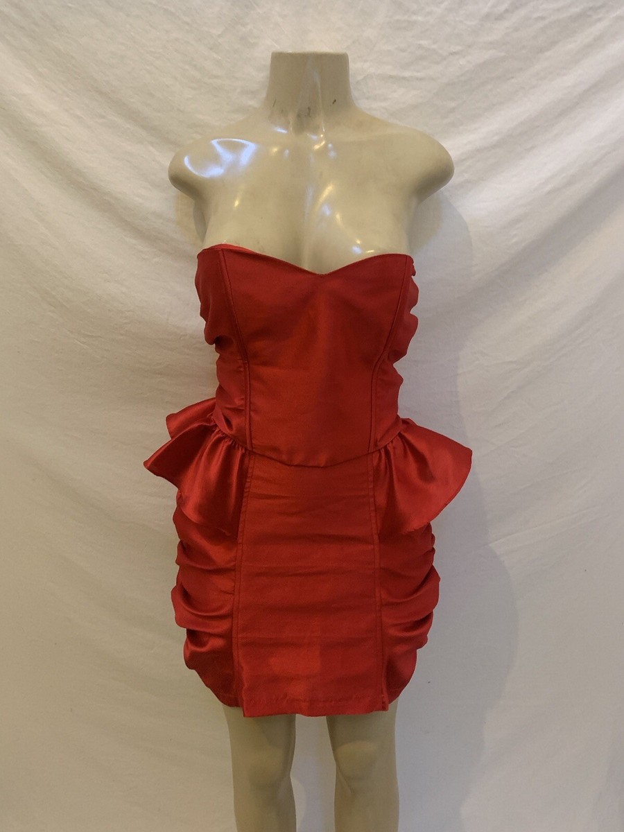 red betty boop dress Betty Boop Taffeta Ruffle Waist Sweetheart Bust Mini Dress Red