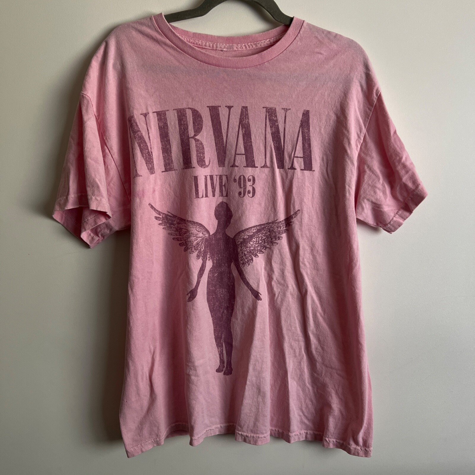 Nirvana In Utero Live 93 Pink Grunge Band Tee Size L