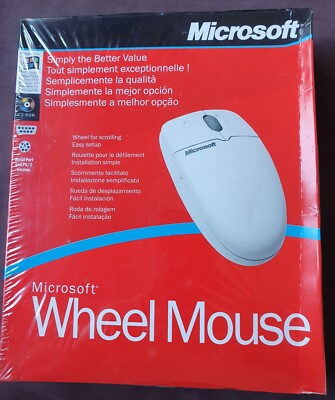 MICROSOFT WHEEL MOUSE - vintage - NOVO - Serial Port / PS2 - SELADO