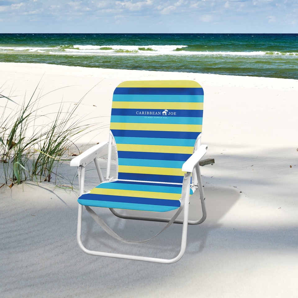 Caribbean Joe Folding Beach Chair Blue & Yellow Stripes eBay