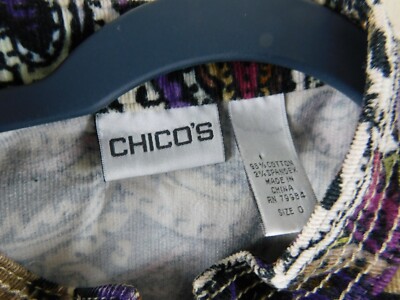 CHICO'S Women's sz 0 Colorful Purple Green Blue Paisley