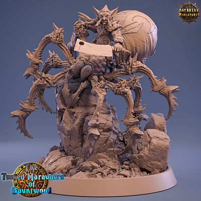 Goblin Havor on Spider, DnD Wargames Fantasy Mounted Goblin Fighter Miniature