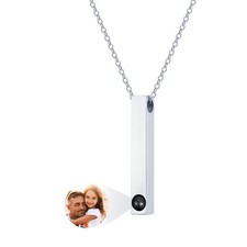 Personalised Picture Projection Necklace Custom ID Bar Pendant Fathers Day Gift