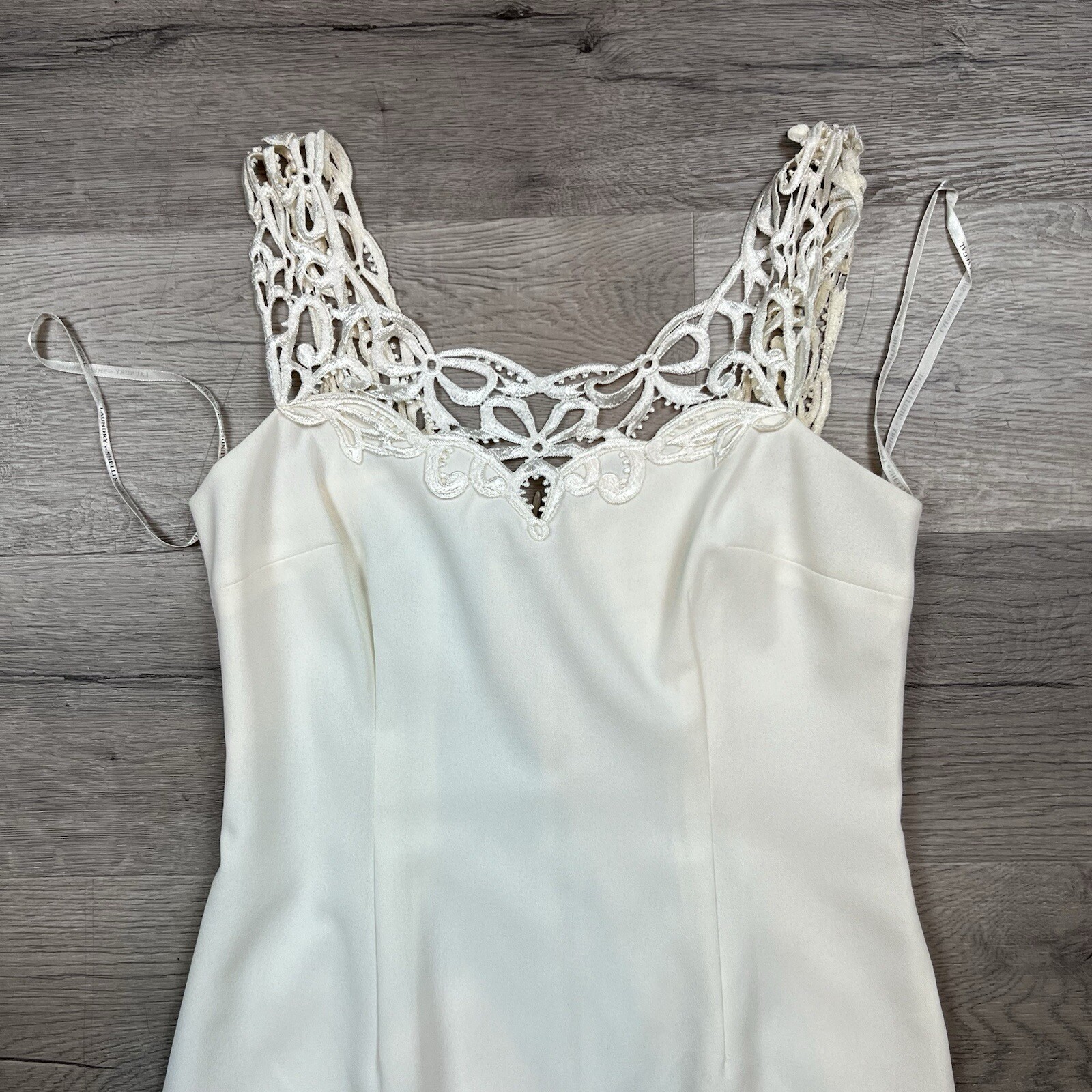 Vintage 90’s Laundry Shelli Segal Dress Women Off White 100% Polyester Size 10 thumbnail 3