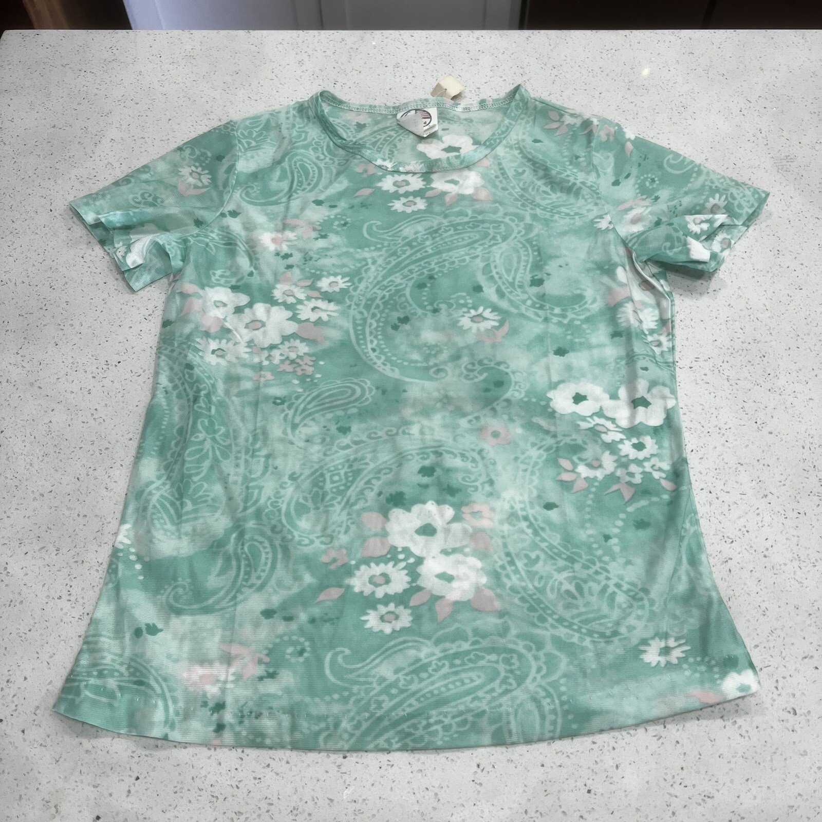 Rare Euro Jean Paul Gaultier Inspired Floral Paisley Mesh Top Y2K 90s S B1