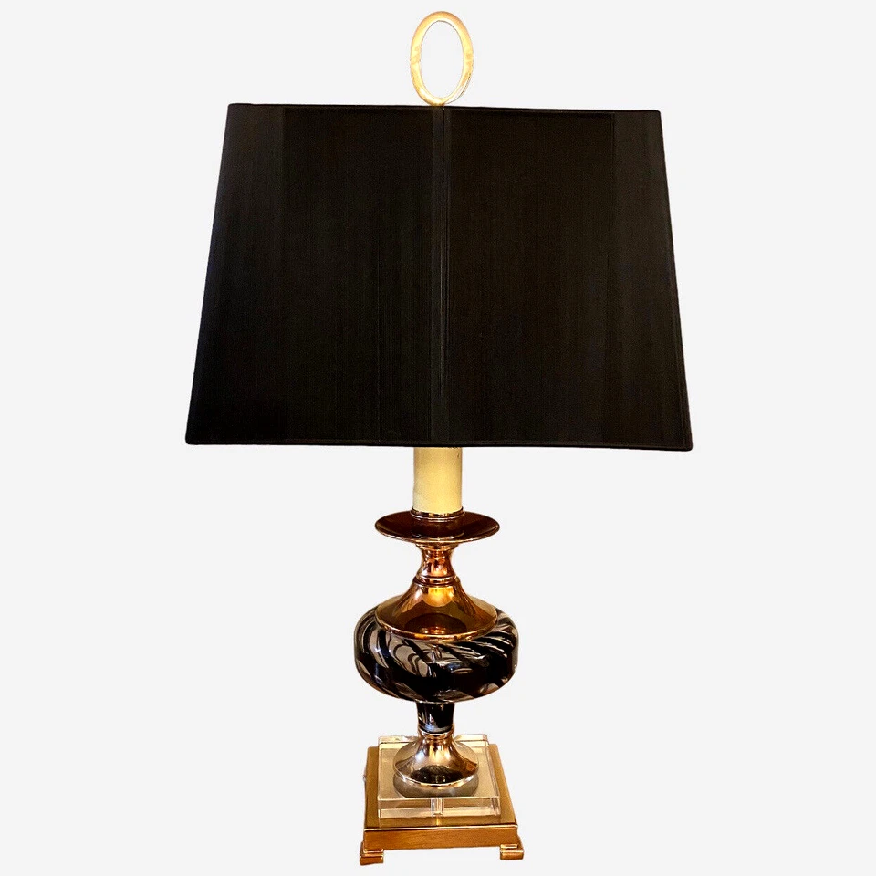 Uttermost Chrissy  26919 Table Blown Glass Porcelain Lamp Rectangule black Shade - Image 4 of 4