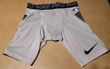 Nike Pro Boys M Hyperstrong Tight Fit Compression Baseball Shorts White/Gray