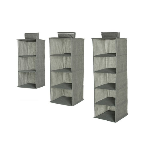 3-5 Ebenen Hängeschrank Organizer Schrank Kleiderschrank Aufbewahrungsbox faltbar grau - Bild 12 von 16
