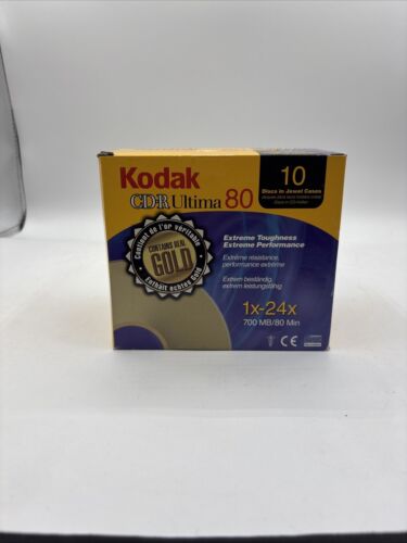 BRAND NEW SEALED Kodak CD-R Ultima 80 min Box-10 Gold CDR Recordable Media 24X