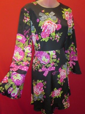 BETSEY JOHNSON Black Pink Roses Logo 50th Anniversary Dress Sz 4~~ | eBay BETSEY JOHNSON Black Pink Roses Logo 50th Anniversary Dress Sz 4~~ | eBay