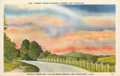 Route 11W Bristol and Kingsport Tennessee TN Chimney Top Mountain Postcard