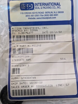 Lot of 3 ISP International 17X35X7A Packing Machine Rubber Seals
