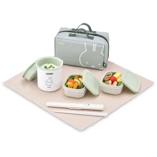 THERMOS Miffy Thermal Lunch Box Set Chopsticks & Pouch Set DBQ-256B Light Green - Image 2 of 4
