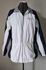 Vintage 00s Nike Windbreaker Track Suit Jacket White Silver Blue Nylon Poly FALL