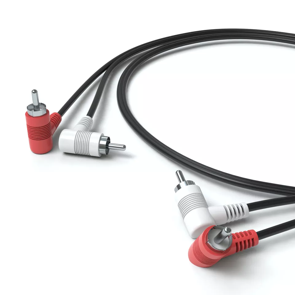 Cinch Audio Kabel Winkel 2 Cinch Stecker auf 2 Cinch Stecker RCA Stereo Kabel - Bild 2 von 4
