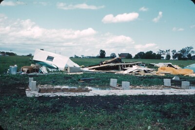 1962 Mobile Home Destroyed After Storm Destruction 60s Vintage 35mm Color Slide
