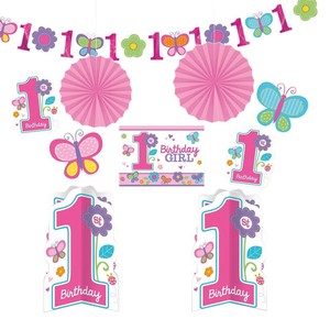 Sucre 1st An Anniversaire Fille Piece Decoration Rose Papillons Fleurs Kit Ebay