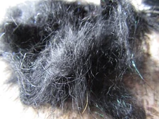 Irish Fly Supplies Black Rabbit Dubbing with Pearl Flash Faux seals fur.
