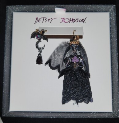 Betsey Johnson Dark Magic Skeleton Bride Bat Moon Black Dress
