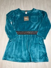 NWT Tea Collection teal blue/Green Velour Sparkle Waisted Dress 2T Holiday party