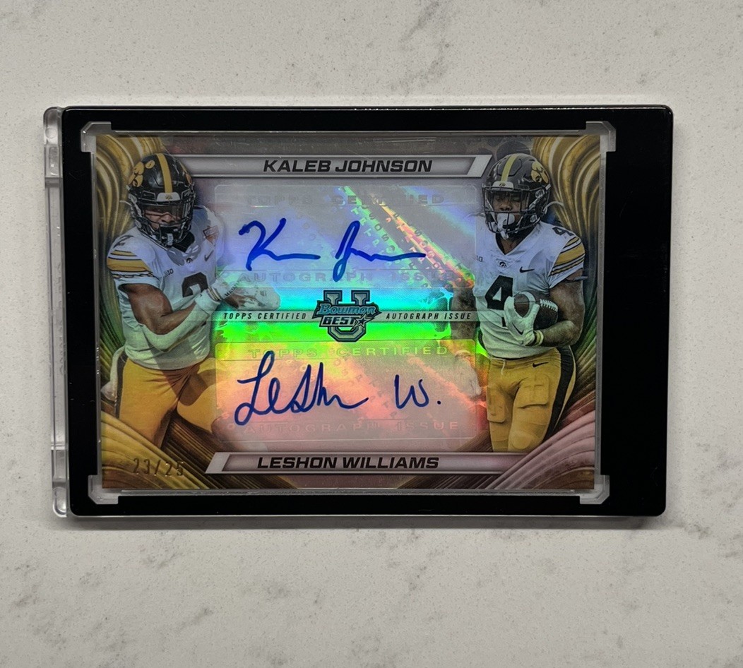 2024 Bowman Best University Kaleb Johnson Leshon Williams Dual Auto #/25