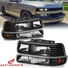 Headlights & Bumper Light For 99-02 Chevy Silverado 00-06 Tahoe Suburban LH & RH