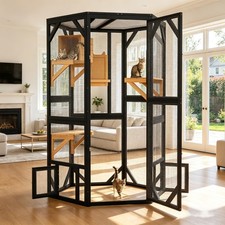 Outdoor Catio Cage Cat Enclosure Window ,Large Walk-In Cat House with Platforms