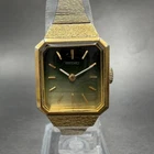Seiko Tank Watch Women 18mm Green Dial Gold Tone Manual Rectangle 11-3990 Runs 1