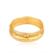 Yellow Gold Multi Design Set Bangle Set of Three Gold Fancy Bangles For Wedding
