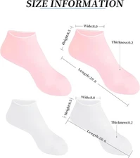2 Pair - Full Length Silicone Gel Moisturizing Socks Foot Care Pink & White