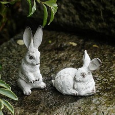 2Pcs Bunny Statues Yard Decorations Bunny Figurines Home Decor Lifelike Desktop